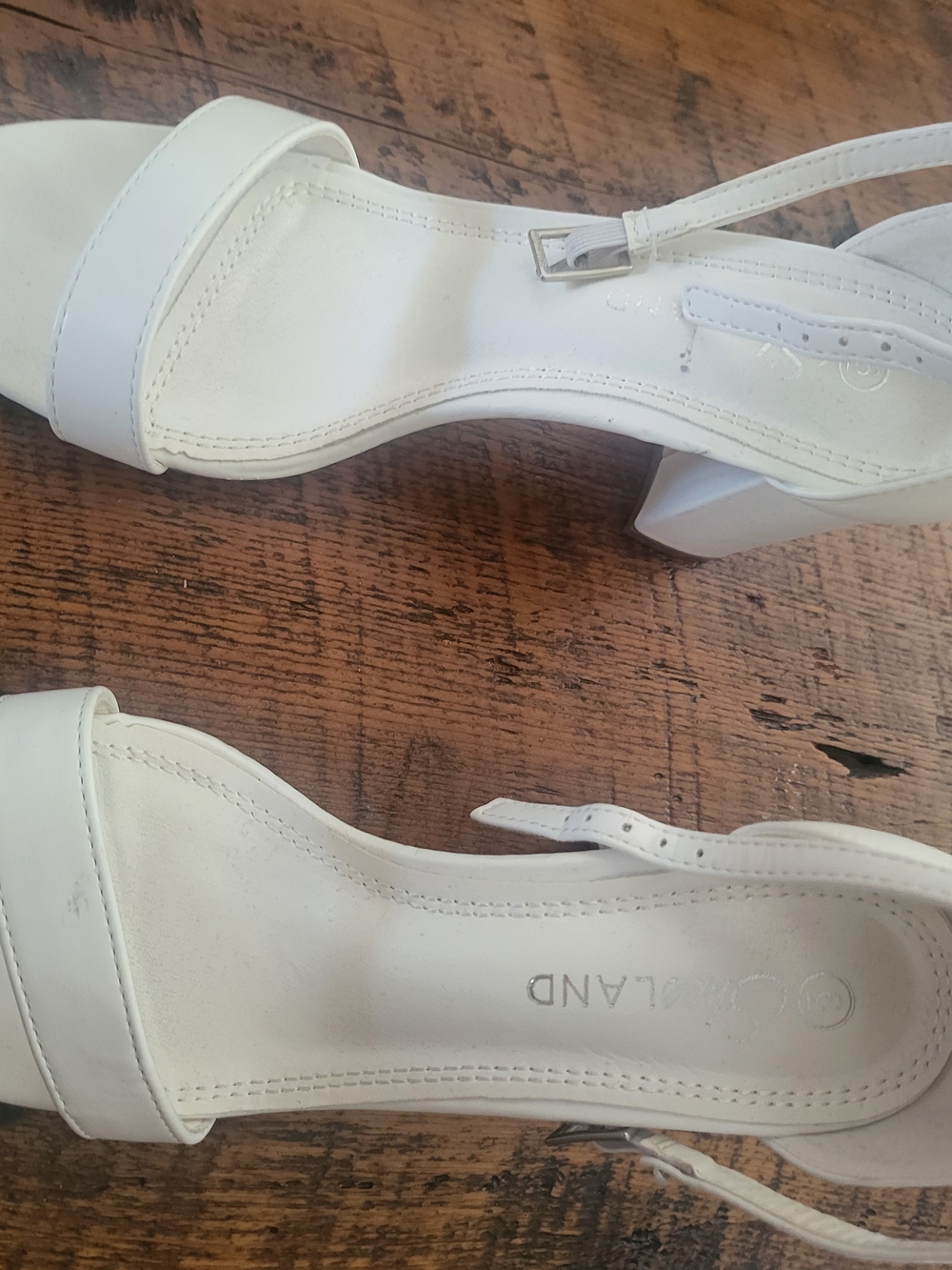 Shoeland White Strap Block Heel Sandals